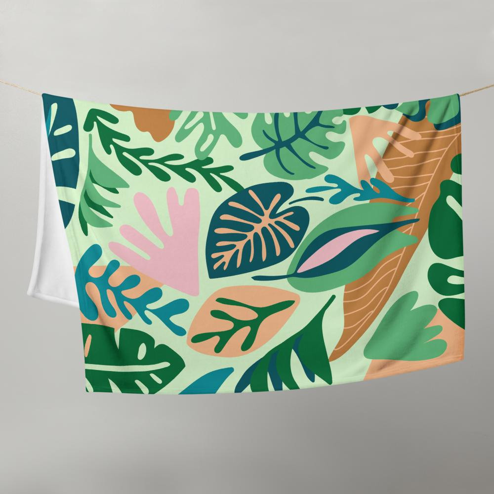 Tropical Leaf Throw Blanket