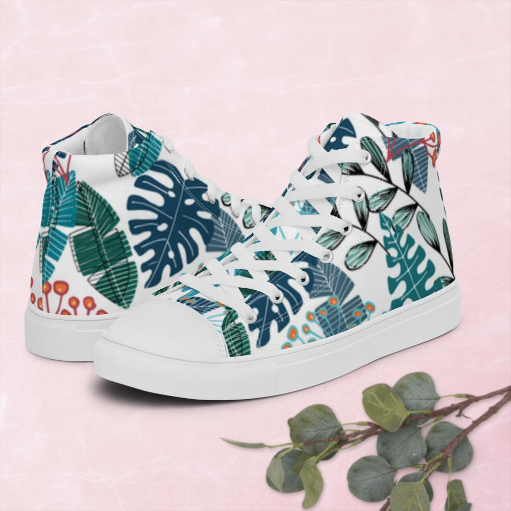Tropical Leaves Women’s high top canvas shoes